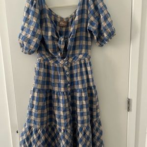 Summer Blue Checkered Dress ITolkie